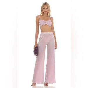 Lucy in the Sky Shimmering Pink Wide Leg Pants